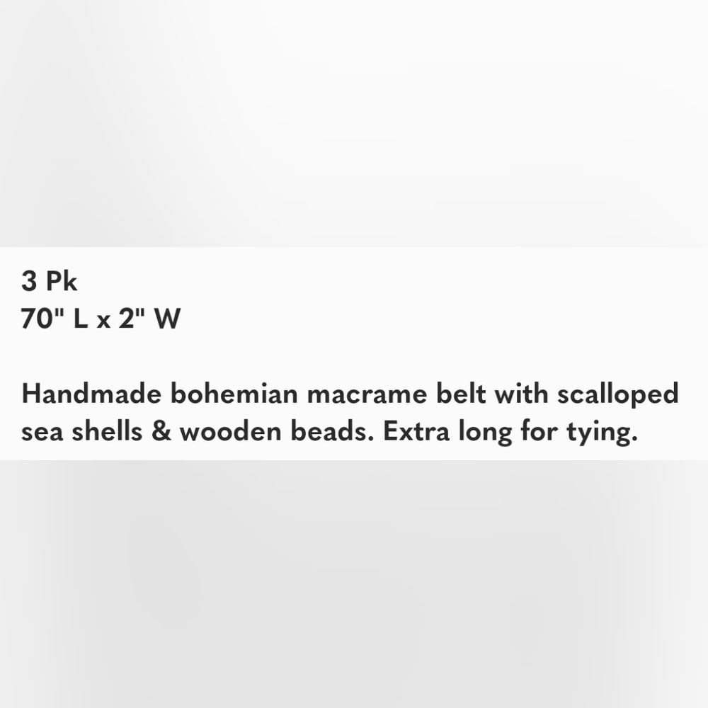 New scalloped shell macrame belt - Picture 7 of 9